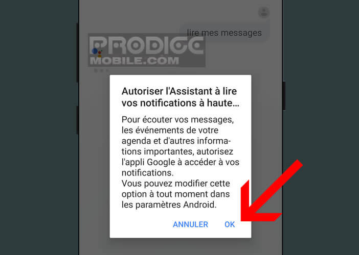 Autoriser Google Assistant d’accéder aux notifications de votre smartphone