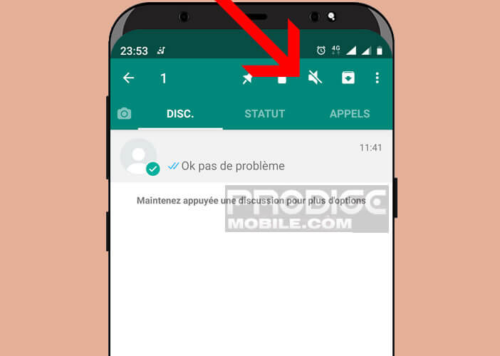 Mettre en sourdine des groupes de discussions pour bloquer les notifications