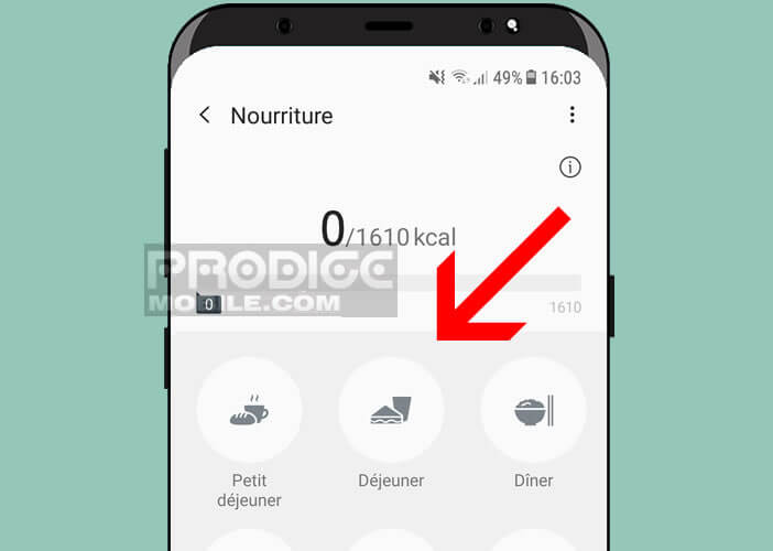 Paramétrer vos différents repas sur votre smartphone