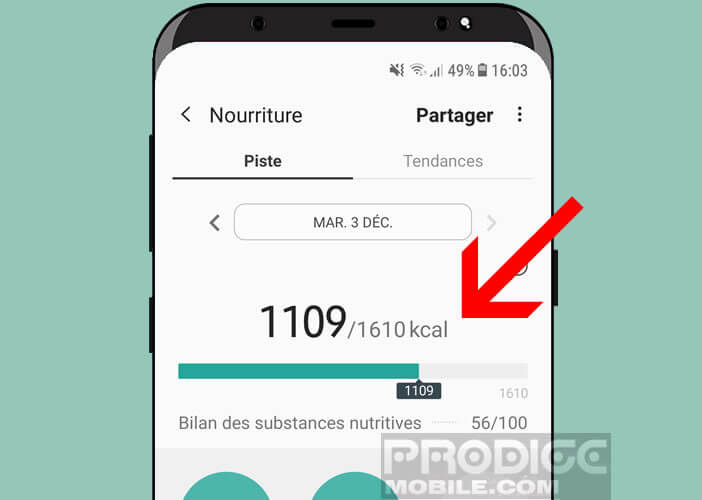 Visionner en direct le nombre de calories ingurgités lors des repas