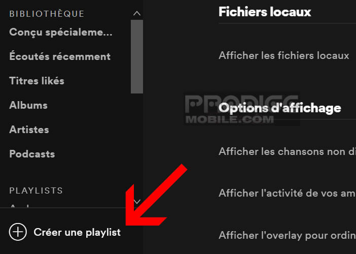 Créé une liste de lecture dédiée à vos fichiers MP3