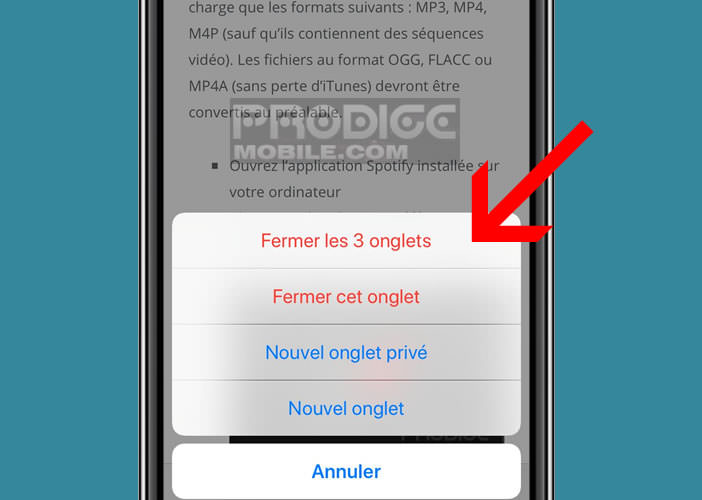 Fonction secrètes de Safari pour fermer toutes les pages ouvertes