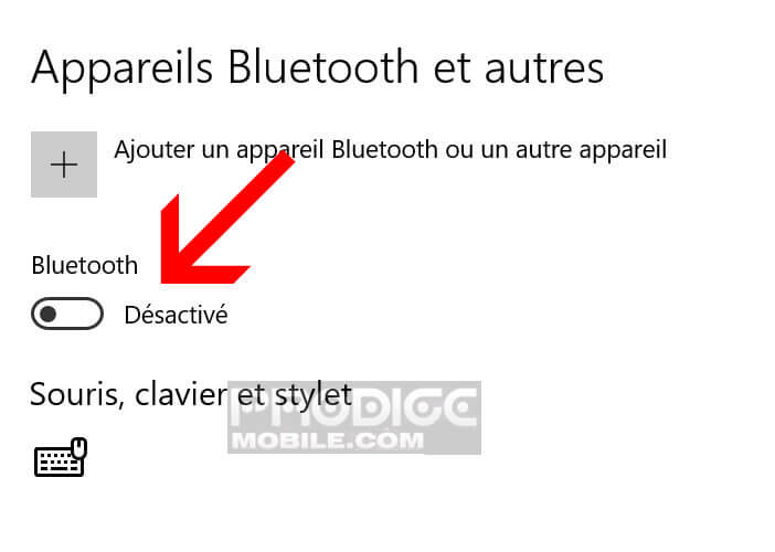 Activer la connexion Bluetooth depuis les paramètres de Windows