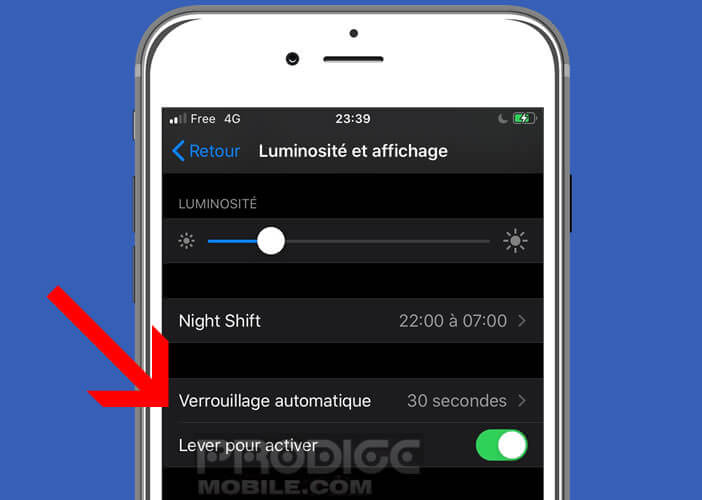 Modifier les options de luminosité de votre iPhone