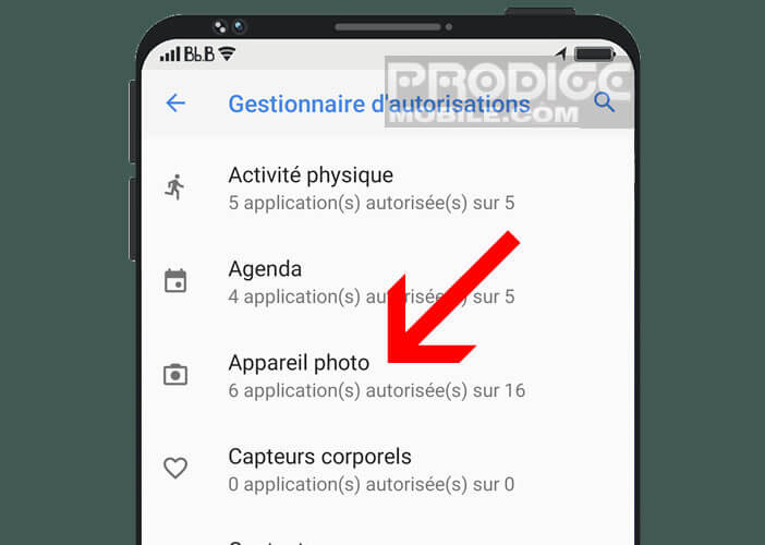 Gérer les permissions de l’appareil photo