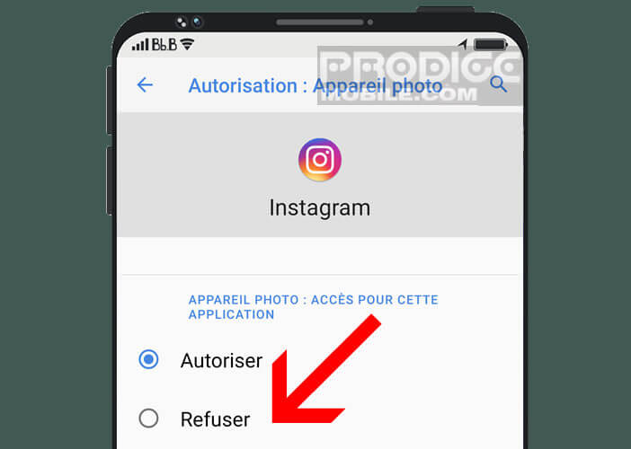 Refuser l’accès à la fonction caméra à l’application de votre choix