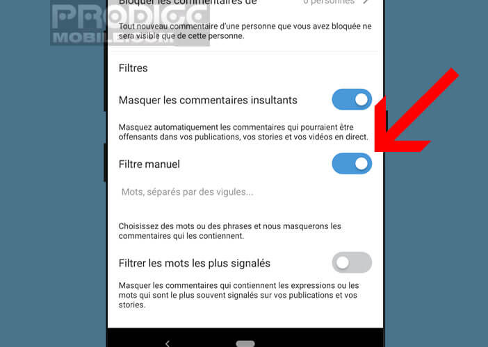 Activer les filtres manuels de l’application Instagram