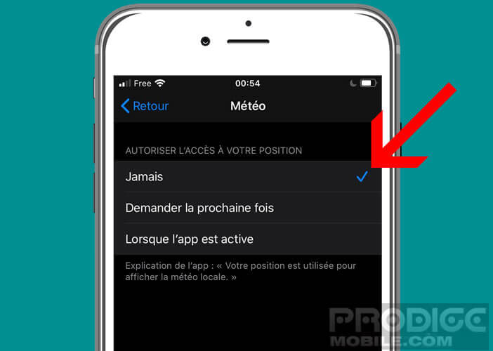 Bloquer l’accès à votre position à une application en particulier