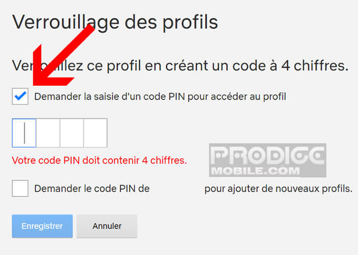 Activer la protection par un code 4 chiffres de votre historique de visionnage