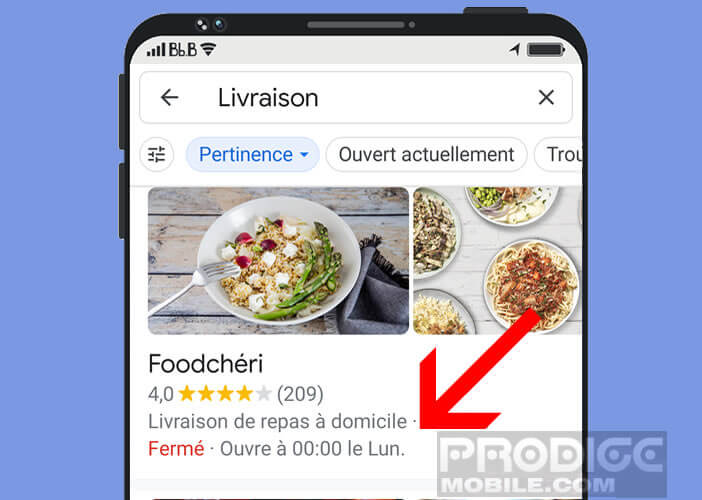 Affiche la liste des restaurants qui prennent des commandes pour livraison