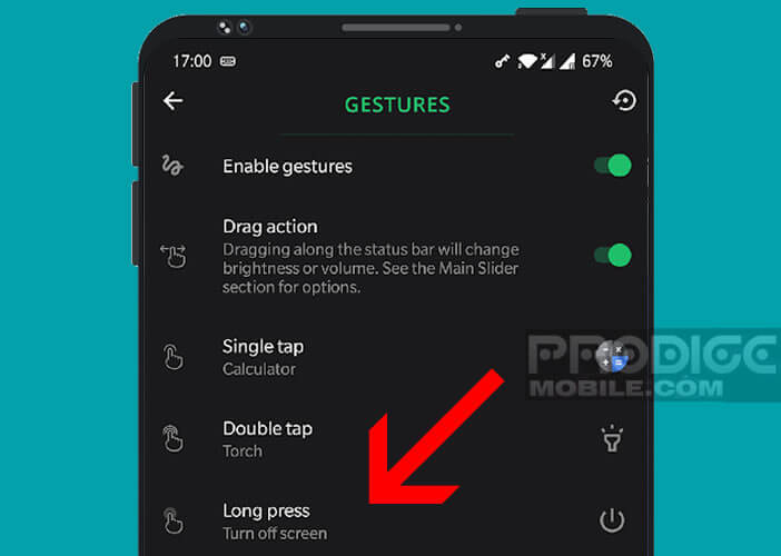 Activer les gestes depuis la barre de statuts d’Android