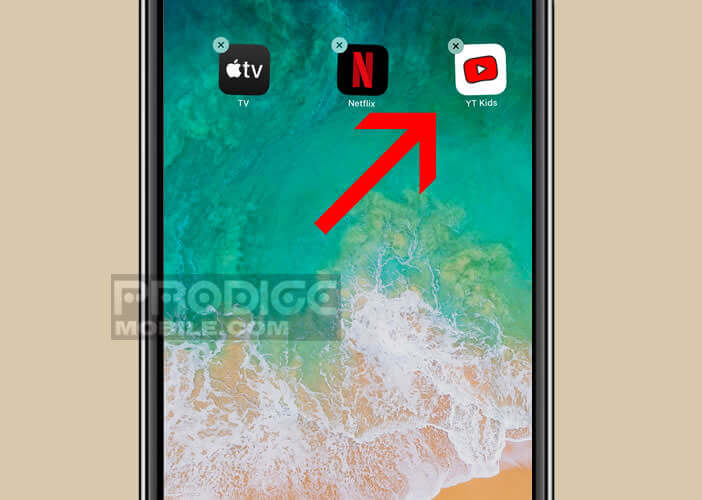 Lancer le mode de réorganisation des icônes de iOS