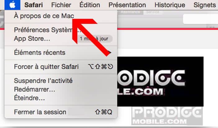 Ouvrir le menu de présentation de la configuration du Mac