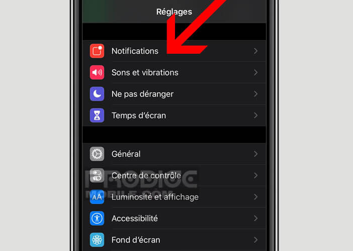 Modifier les réglages des notifications des applications de messagerie