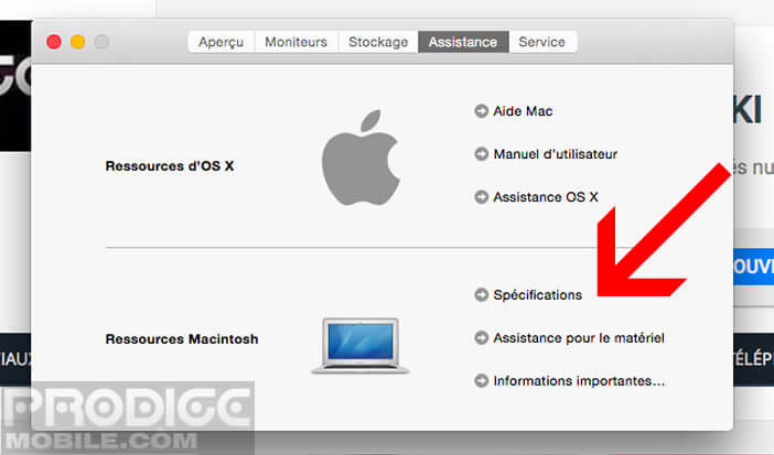 Afficher les spécifications techniques de votre Mac