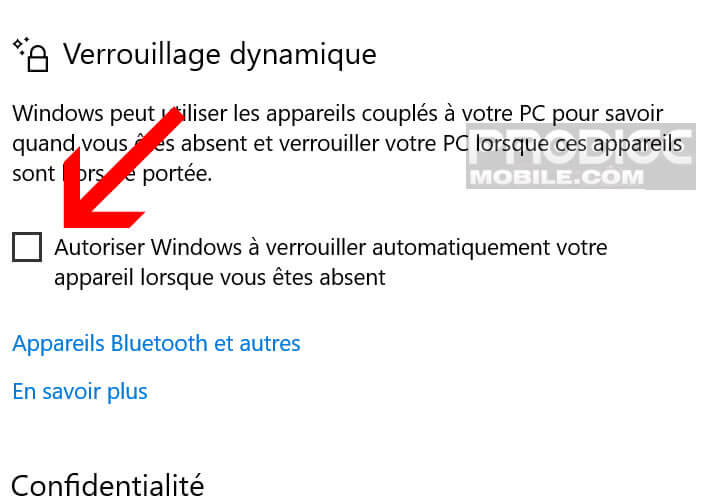 Mettre en fonction le verrouillage dynamique de Windows