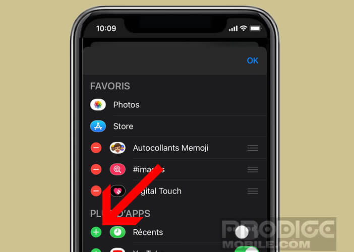 Ajouter une application dans le tiroir de la messagerie de l’iPhone