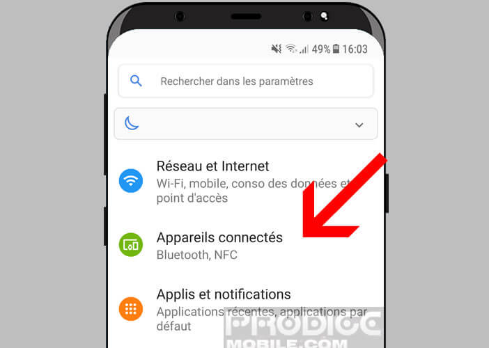 Appareils connectés dans les paramètres d’Android