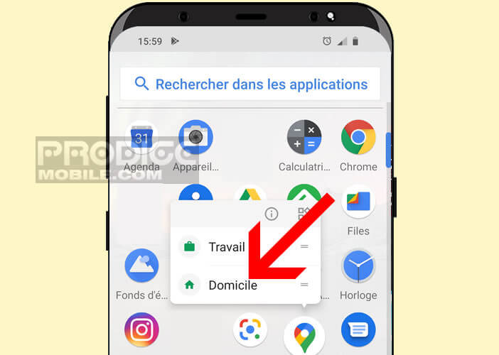 Ajouter une icône domicile sur le bureau d’Android