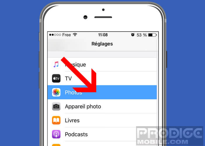 Lancez les paramètres de l’application Photos