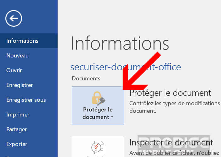 Sécuriser l’accès à votre fichier Word