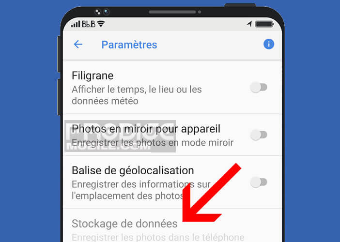 Changer le répertoire de stockage des photos prises par l’appareil photo