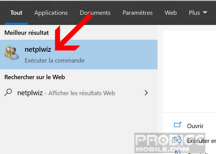 Exécuter le gestionnaire de comptes de Windows Netplwiz