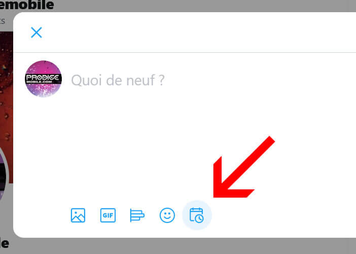 Accéder à l’option calendrier depuis le site Twitter