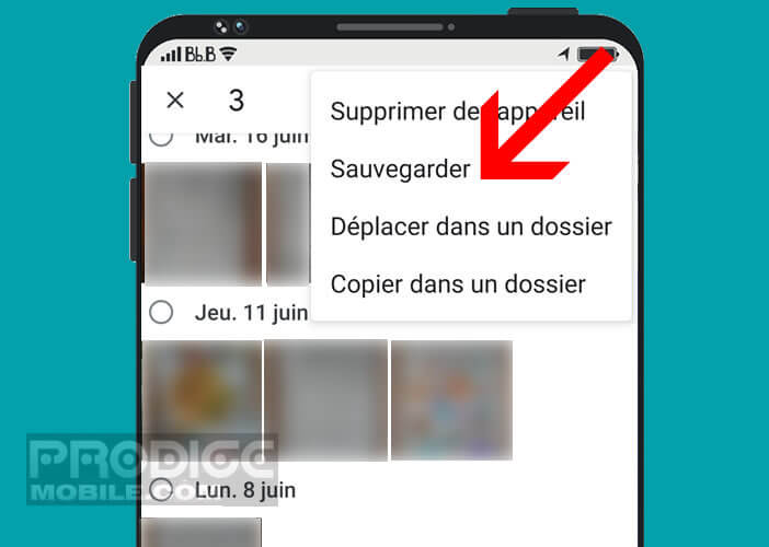 Sauvegarder individuellement les photos à synchroniser sur le cloud de Google