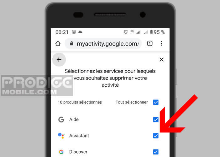 Choisir le service web liée à votre compte Google