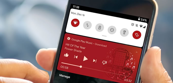 Afficher les contrôles du lecteur multimédia d’Android dans les réglages rapides