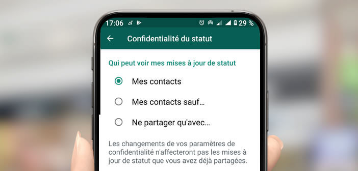 Cacher les informations de connexion de votre statut WhatsApp