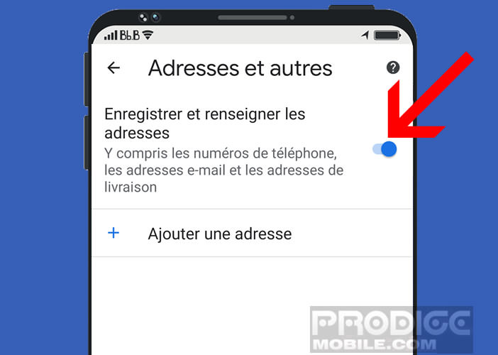 Ajouter vos coordonnées personnelles dans le navigateur Chrome