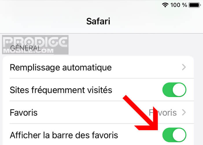 Activer l’affichage de vos raccourcis internet sur Safari