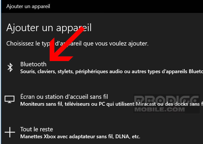 Choisissez vos écouteurs True Wireless dans la liste des appareils