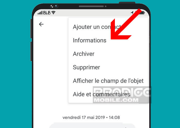 Ouvrez la rubrique informations de l’application Android Messages