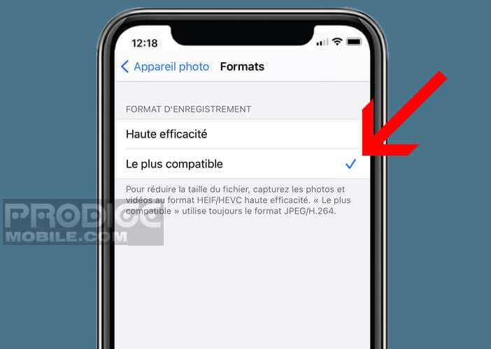 Mettre par défaut l’appareil photo de l’iPhone en mode JPEG