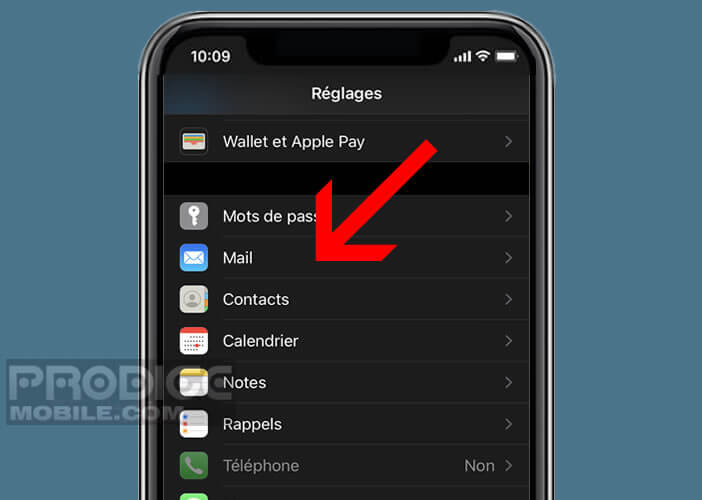 Ouvrez les paramètres du client mail installé par défaut dans l’iPhone et l’iPad