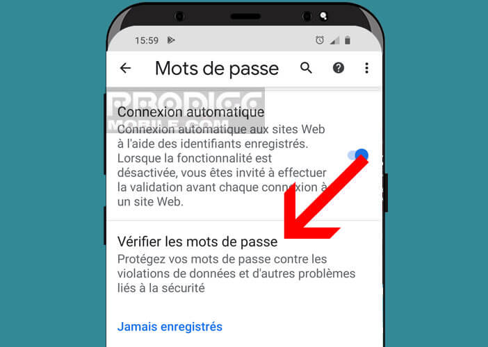 Lancer un scan de vos mots de passe sur Android