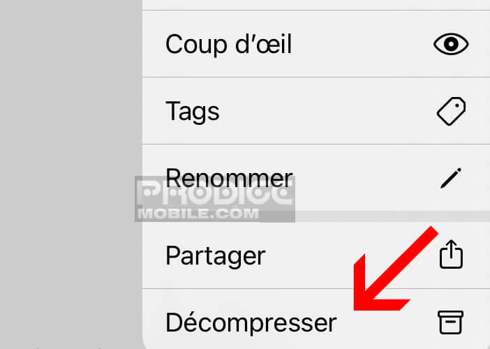 Dézipper un document ou un dossier avec l’app Files