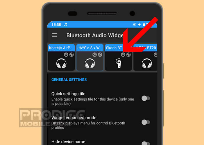 Widget permettant de basculer d’un appareil Bluetooth à un autre