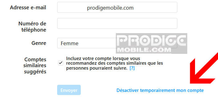 Désactiver temporairement l’affichage de votre compte Instagram