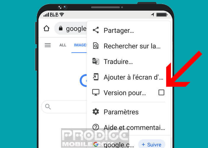 Ouvrez la version pour ordinateur de Google Image