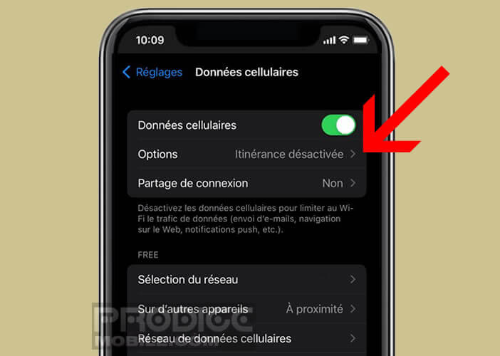 Modifier les options du mode cellulaire