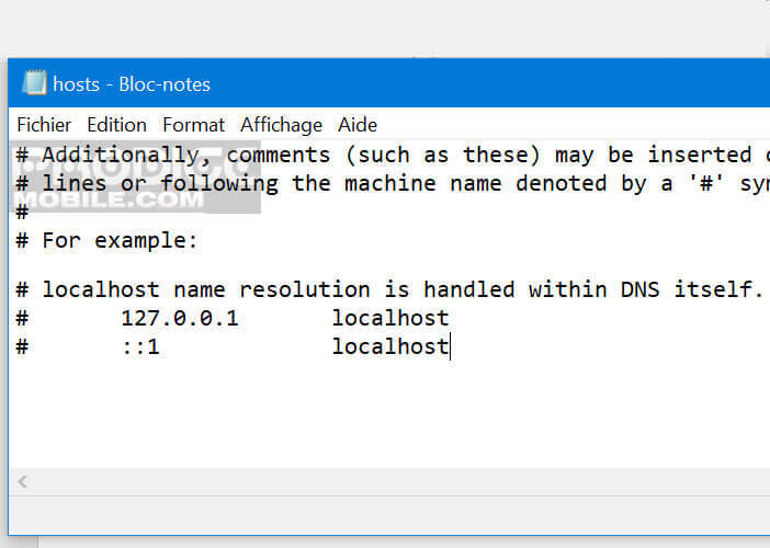 Procédez à la modification du fichiers Hosts sur votre ordinateur Windows