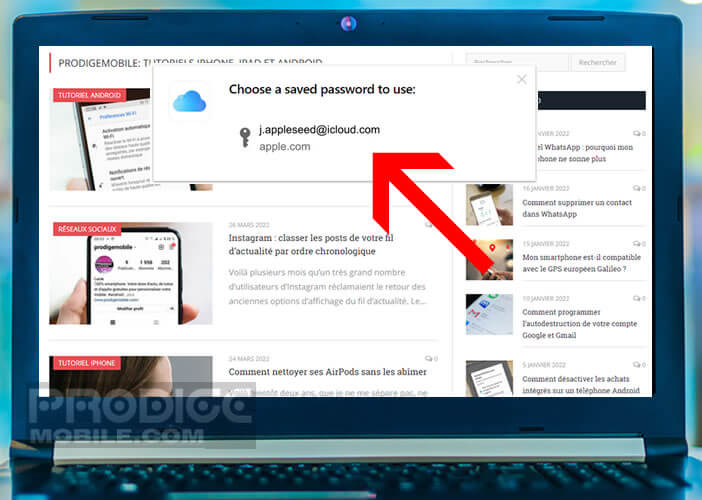 Utiliser l’extension Chrome du Trousseau iCloud