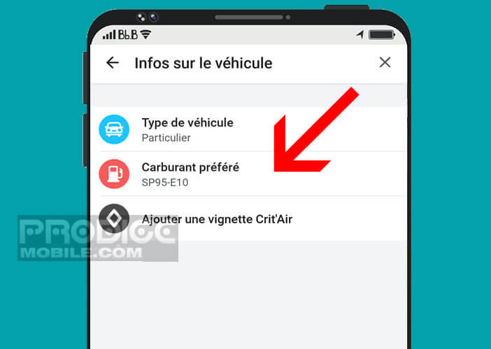 Modifier les infos du véhicule sur l’application Waze