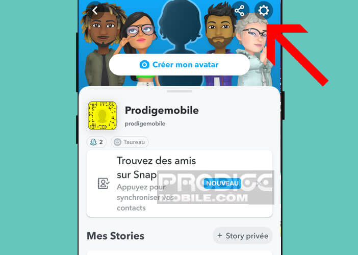 Accéder aux différents menus de paramètres de l’application au petit fantôme