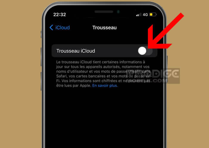 Activer la fonctionnalité Trousseau iCloud sur votre téléphone