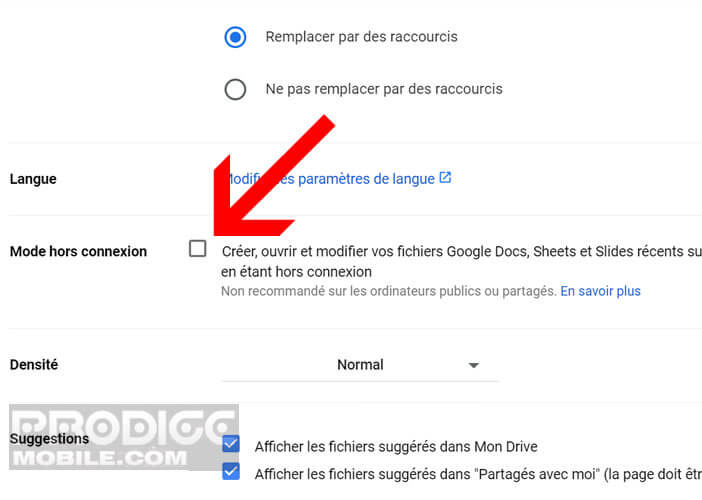 Activer le mode hors-connexion de Google Drive